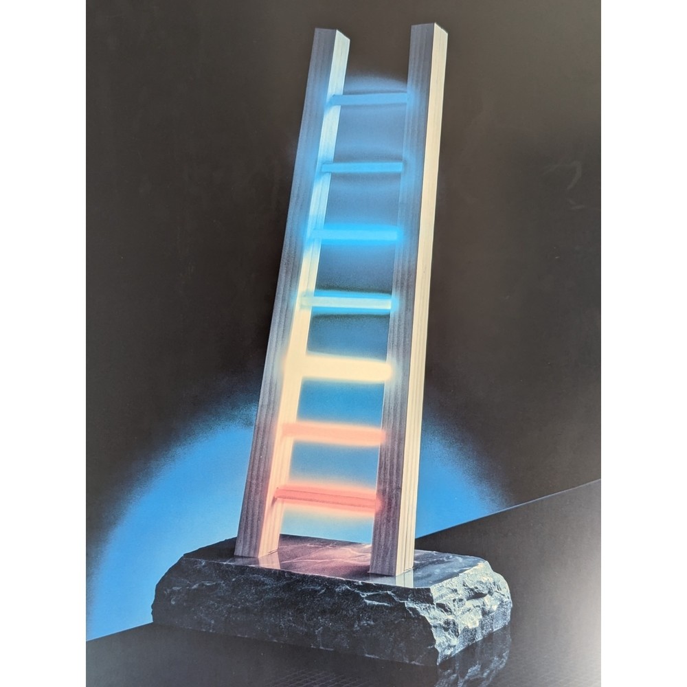 The Ladder by Antonio Peticov - Vintage 1984 Black Framed Poster Artwork